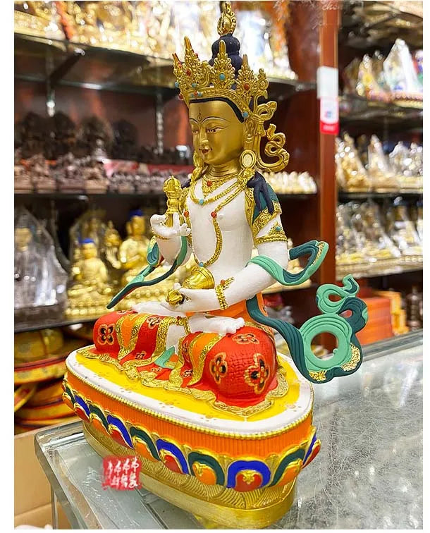 high grade colored draw Good Buddha statue bless family Safety Health luck Vajra Sakyamuni Vajrasattva Painted Buddha statue