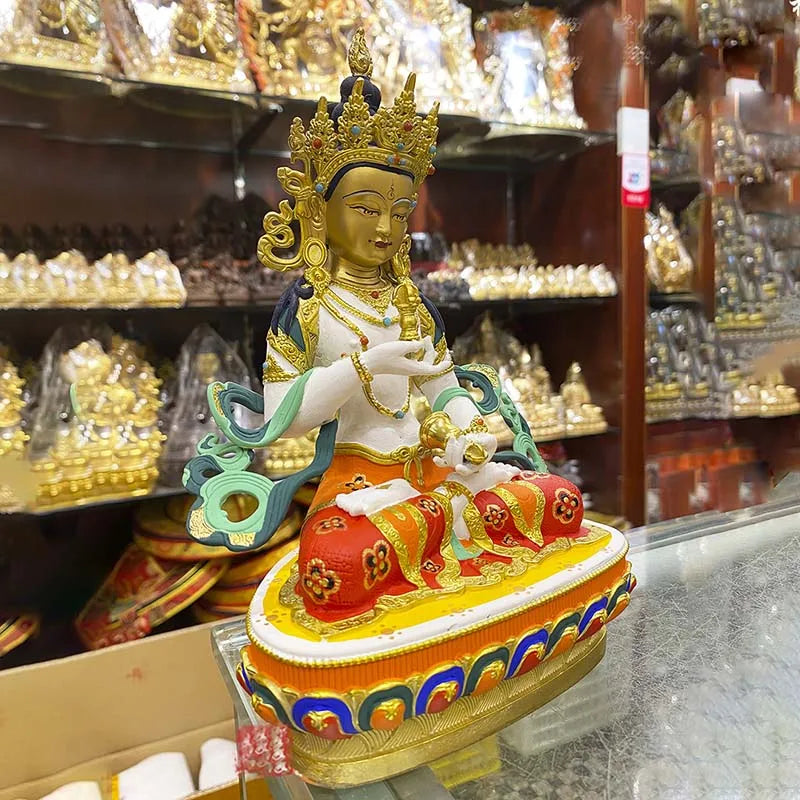 high grade colored draw Good Buddha statue bless family Safety Health luck Vajra Sakyamuni Vajrasattva Painted Buddha statue