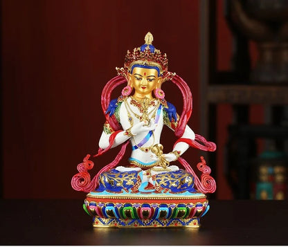 high grade colored draw Good Buddha statue bless family Safety Health luck Vajra Sakyamuni Vajrasattva Painted Buddha statue A