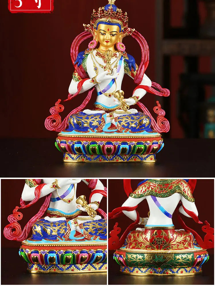 high grade colored draw Good Buddha statue bless family Safety Health luck Vajra Sakyamuni Vajrasattva Painted Buddha statue A