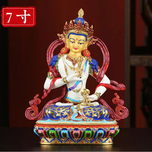 high grade colored draw Good Buddha statue bless family Safety Health luck Vajra Sakyamuni Vajrasattva Painted Buddha statue A