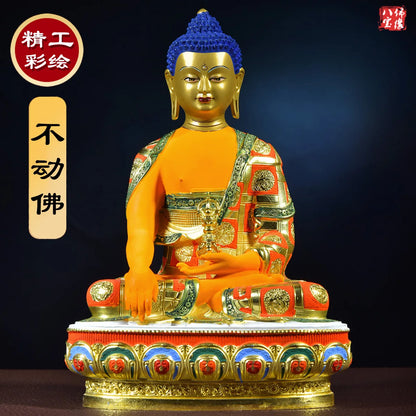 high grade colored draw Good Buddha statue bless family Safety Healthy luck Painted Mitukpa Aksobhya Vajra Buddha God statue