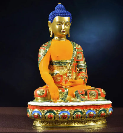 high grade colored draw Good Buddha statue bless family Safety Healthy luck Painted Mitukpa Aksobhya Vajra Buddha God statue