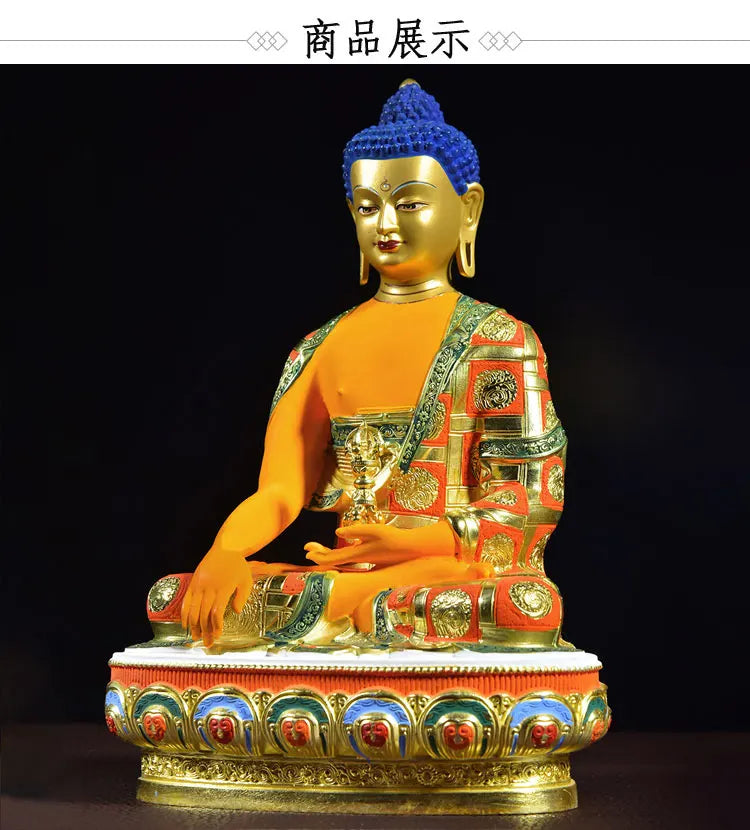 high grade colored draw Good Buddha statue bless family Safety Healthy luck Painted Mitukpa Aksobhya Vajra Buddha God statue