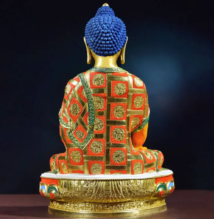 high grade colored draw Good Buddha statue bless family Safety Healthy luck Painted Mitukpa Aksobhya Vajra Buddha God statue