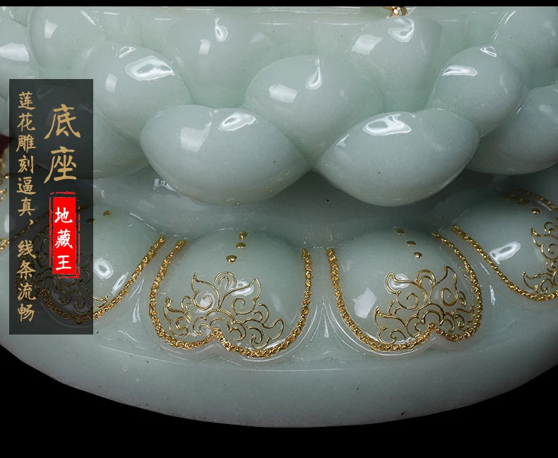 high-grade ksitigarbha Dizang pusa buddha HOME efficacious Talisman bless safe health good luck jade gilding Buddha statue