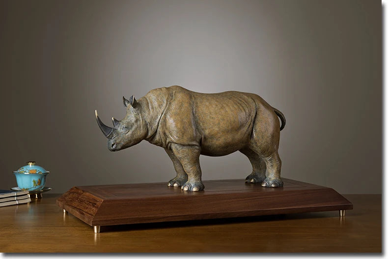 home Company shop OFFICE luxury high grade Good luck Africa Rhinocero Mascot bring wealth money thriving business bronze statue