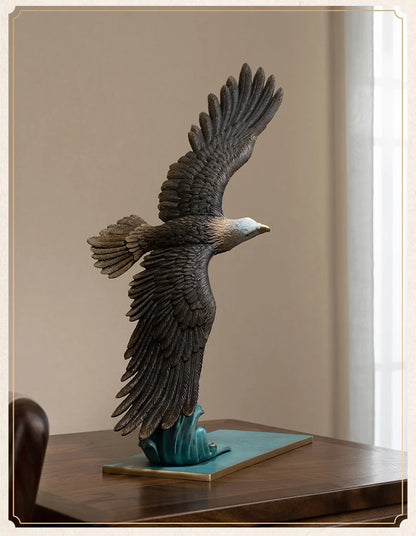 home Company shop luxury high grade Good luck 3D powerful Eagle bird Mascot bring wealth money thriving business bronze statue