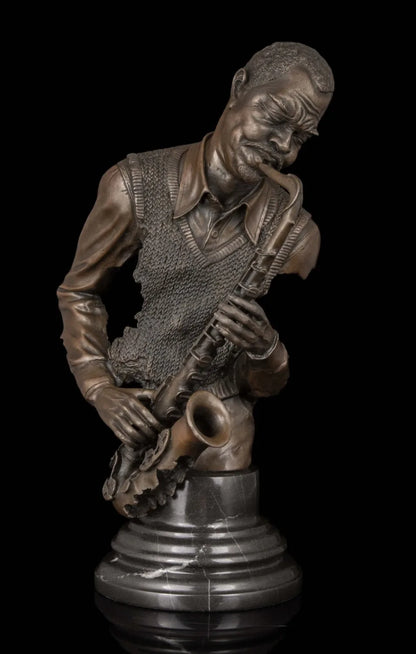 home LIVING ROOM wall TOP Decor ART--41 CM POP ROCK music Crazy Sax bronze statue sculpture Decoration brass decorative