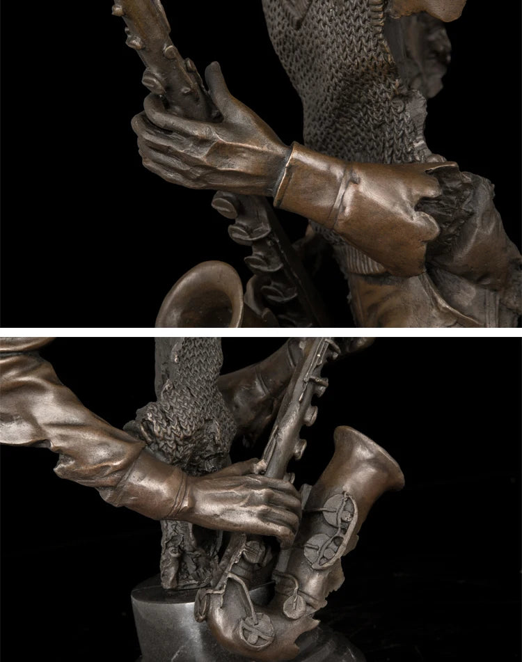 home LIVING ROOM wall TOP Decor ART--41 CM POP ROCK music Crazy Sax bronze statue sculpture Decoration brass decorative