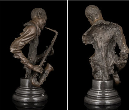 home LIVING ROOM wall TOP Decor ART--41 CM POP ROCK music Crazy Sax bronze statue sculpture Decoration brass decorative