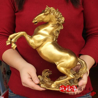 home LIVING ROOM wall TOP Decor  Money drawing Money HORSE ART bronze statue sculpture Decoration brass decorative