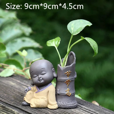 home garden decoration small size yixing zisha tea pet vase handmade monk lovely tea play Chinese ornament purple clay