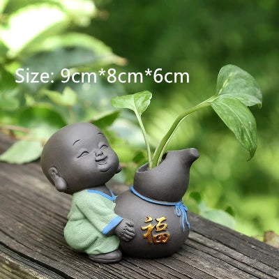 home garden decoration small size yixing zisha tea pet vase handmade monk lovely tea play Chinese ornament purple clay