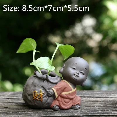 home garden decoration small size yixing zisha tea pet vase handmade monk lovely tea play Chinese ornament purple clay