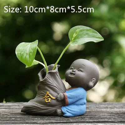 home garden decoration small size yixing zisha tea pet vase handmade monk lovely tea play Chinese ornament purple clay
