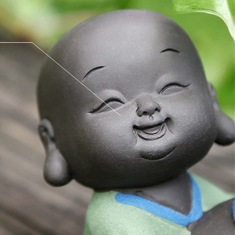 home garden decoration small size yixing zisha tea pet vase handmade monk lovely tea play Chinese ornament purple clay