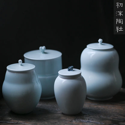 imitation song dynasty style typeface shadow left kiln green gourd rocks and receives green craft caddy storage tank