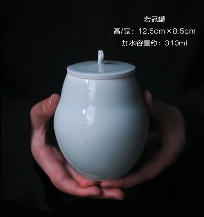 imitation song dynasty style typeface shadow left kiln green gourd rocks and receives green craft caddy storage tank