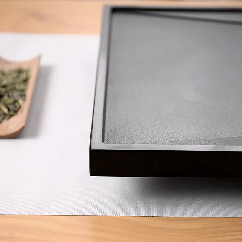 invisible water draining outlet holes weighted black stone tea tray copper pipe natural stone tea boat tray for tea set new