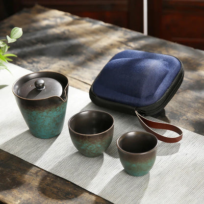 japan eseceramic tea set   teapot gaiwan with 3 cups a tea sets portable travel tea set drinkw Free shipping