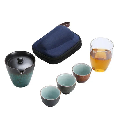 japan eseceramic tea set   teapot gaiwan with 3 cups a tea sets portable travel tea set drinkw Free shipping
