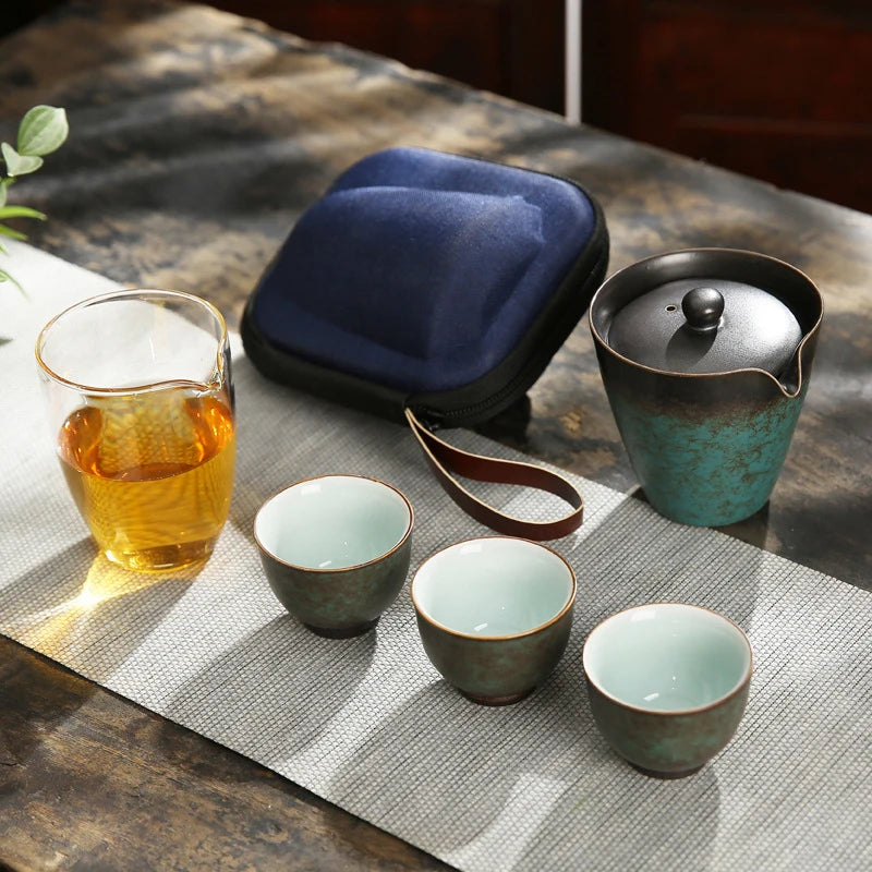 japan eseceramic tea set   teapot gaiwan with 3 cups a tea sets portable travel tea set drinkw Free shipping