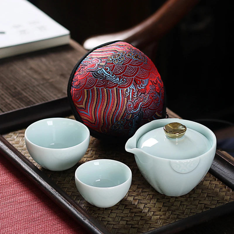japanese ceramic tea cup Travel Include 1 Pot 2 Cup, High quality elegant gaiwan,Beautiful easy teapot kettle,kung fu teaset