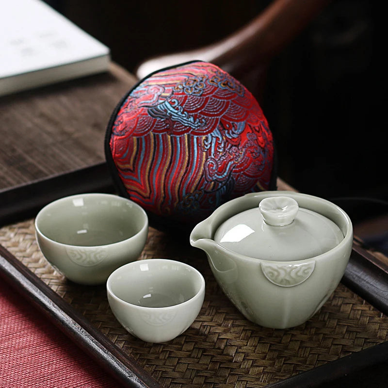 japanese ceramic tea cup Travel Include 1 Pot 2 Cup, High quality elegant gaiwan,Beautiful easy teapot kettle,kung fu teaset