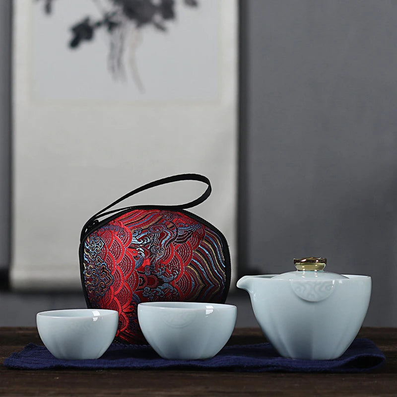 japanese ceramic tea cup Travel Include 1 Pot 2 Cup, High quality elegant gaiwan,Beautiful easy teapot kettle,kung fu teaset