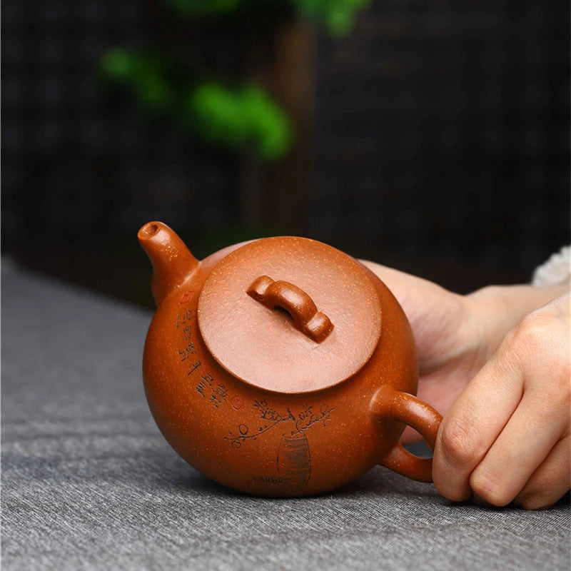 jiangpo clay tea pot real yixing zisha original ore blessing pot marked handmade traditional craft made in China on sales 210ml