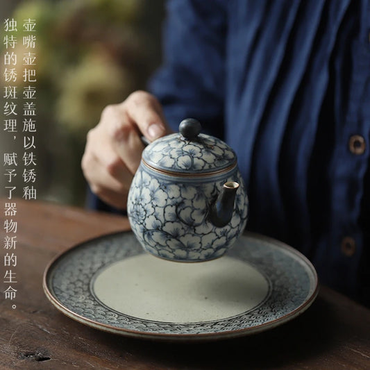 jingdezhen ceramic clay pot under the glaze porcelain teapot hand-painted ginkgo biloba pot of kung fu tea set by hand
