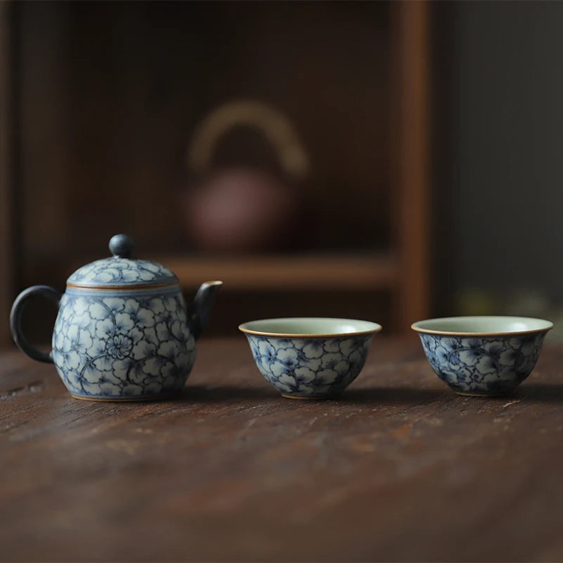 jingdezhen ceramic clay pot under the glaze porcelain teapot hand-painted ginkgo biloba pot of kung fu tea set by hand