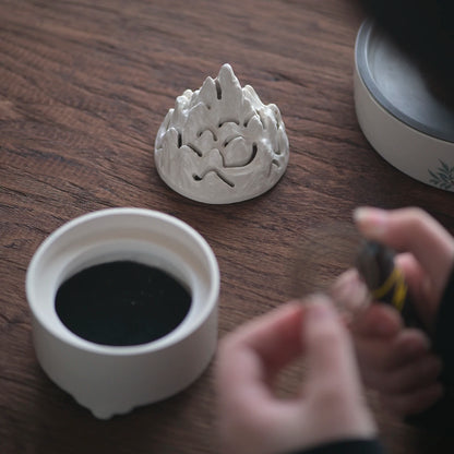 jingdezhen hand-carved mountain heavy incense burner plate censer ceramic ta aromatherapy furnace boshan ship furnace