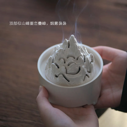 jingdezhen hand-carved mountain heavy incense burner plate censer ceramic ta aromatherapy furnace boshan ship furnace