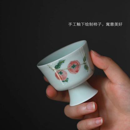 jingdezhen shadow blue hand-painted footed under glaze glass ceramic masters cup small glass sample tea cup tea sets