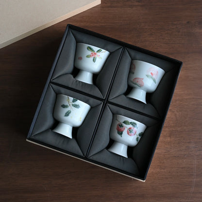jingdezhen shadow blue hand-painted footed under glaze glass ceramic masters cup small glass sample tea cup tea sets