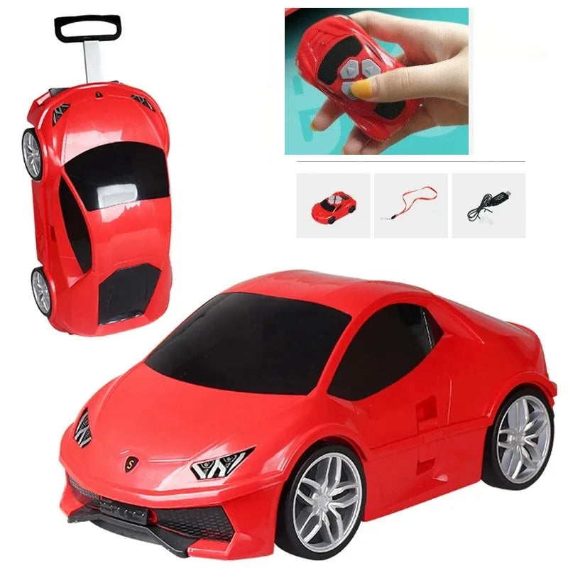 kids carry on luggage suitcase remote control car style Travel Trolley Rolling Suitcase for boys Riding suitcase for Children