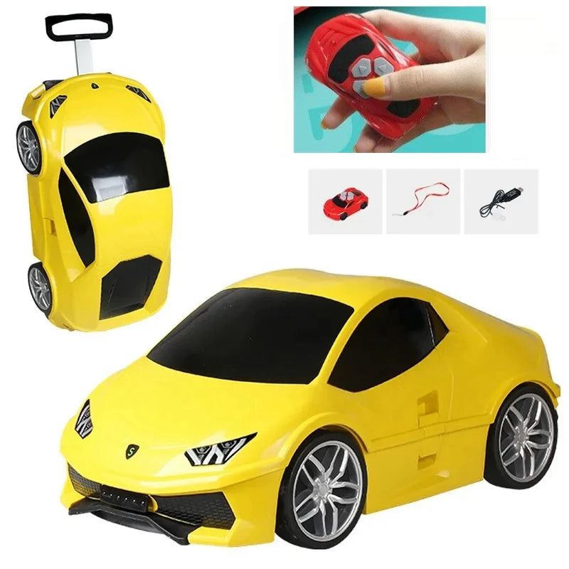 kids carry on luggage suitcase remote control car style Travel Trolley Rolling Suitcase for boys Riding suitcase for Children