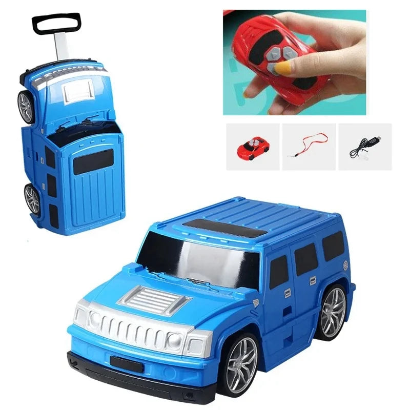 kids carry on luggage suitcase remote control car style Travel Trolley Rolling Suitcase for boys Riding suitcase for Children
