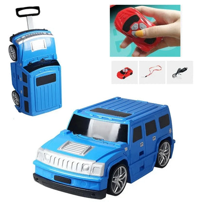 kids carry on luggage suitcase remote control car style Travel Trolley Rolling Suitcase for boys Riding suitcase for Children