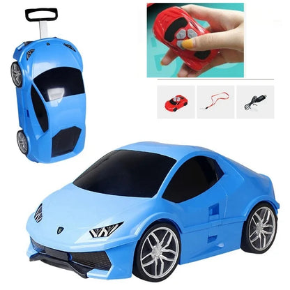 kids carry on luggage suitcase remote control car style Travel Trolley Rolling Suitcase for boys Riding suitcase for Children