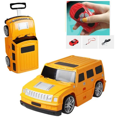 kids carry on luggage suitcase remote control car style Travel Trolley Rolling Suitcase for boys Riding suitcase for Children