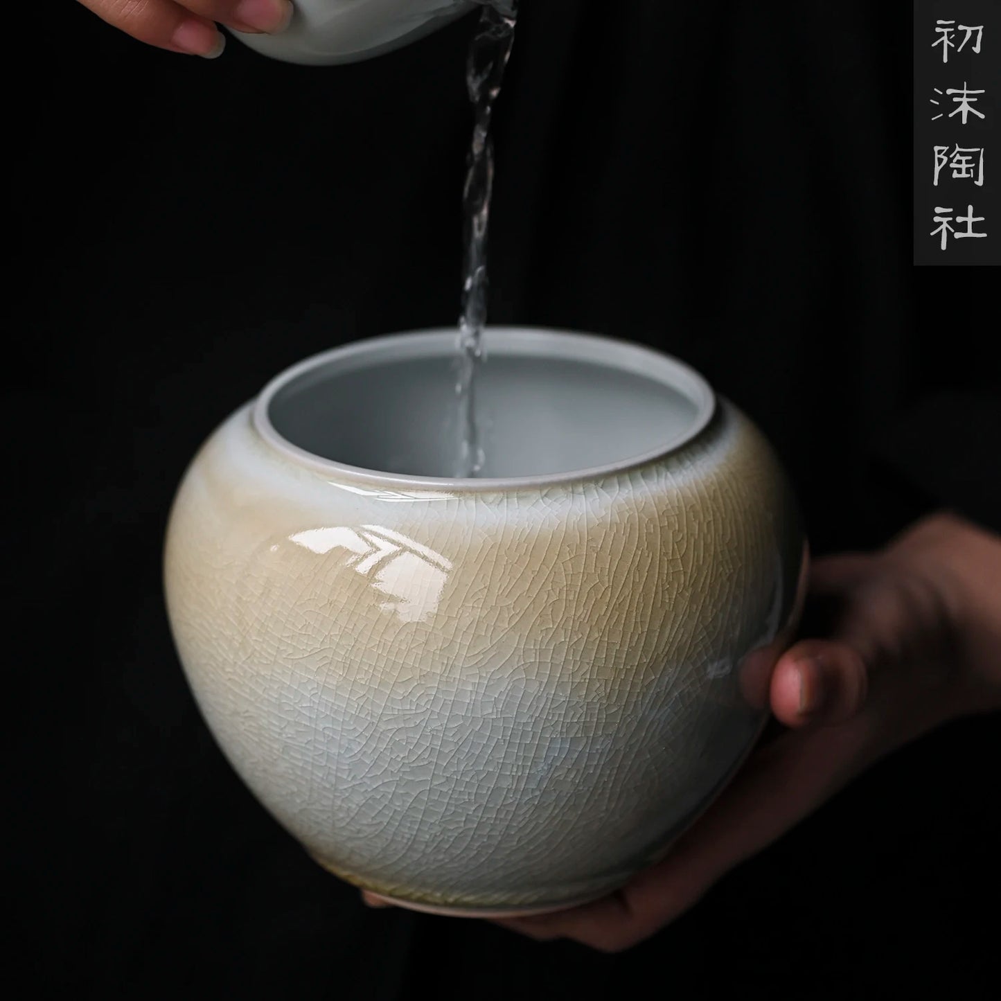 kiln change Kungfu Jianshui ceramics household ice crack glaze slag bucket water bowl tea slag jar wash tea cup bowl