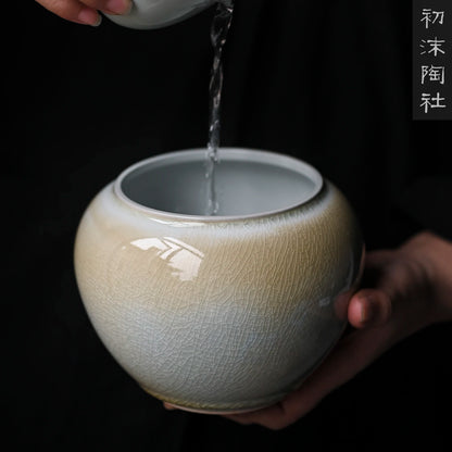 kiln change Kungfu Jianshui ceramics household ice crack glaze slag bucket water bowl tea slag jar wash tea cup bowl