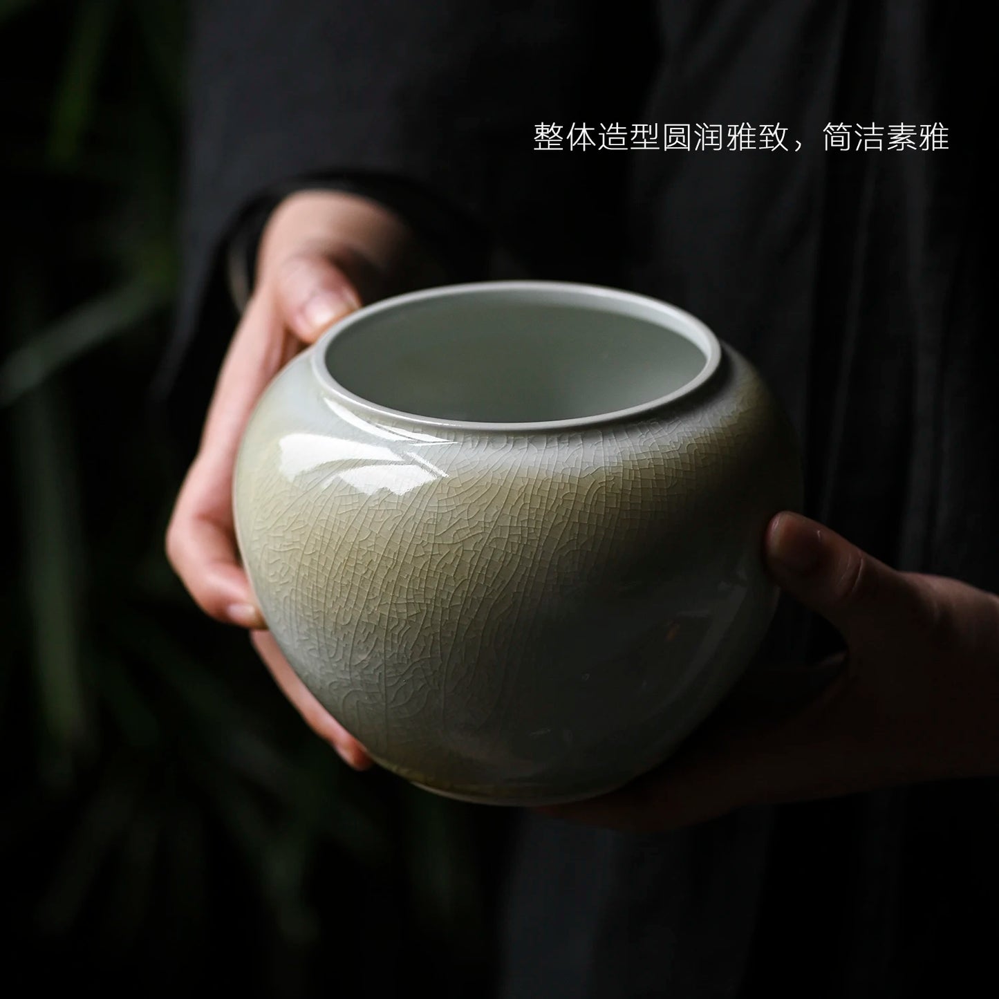 kiln change Kungfu Jianshui ceramics household ice crack glaze slag bucket water bowl tea slag jar wash tea cup bowl
