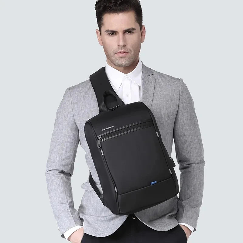 kingsons 13.3 inch Laptop Bag Single Shoulder Sling Bag Men Chest Bag Waterproof Small Crossbody Bag