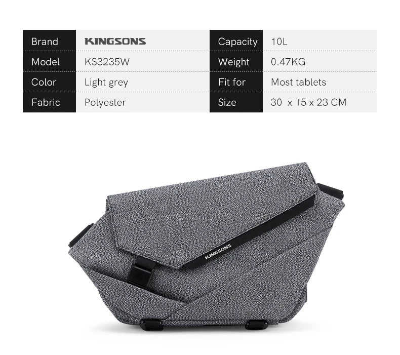 kingsos Men Crossbody Bag Kingsons Male Messenger Bag Waterproof Sling Bag Small Chest Bag 10 Inch Tablet Bag Business Casual