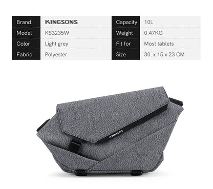 kingsos Men Crossbody Bag Kingsons Male Messenger Bag Waterproof Sling Bag Small Chest Bag 10 Inch Tablet Bag Business Casual
