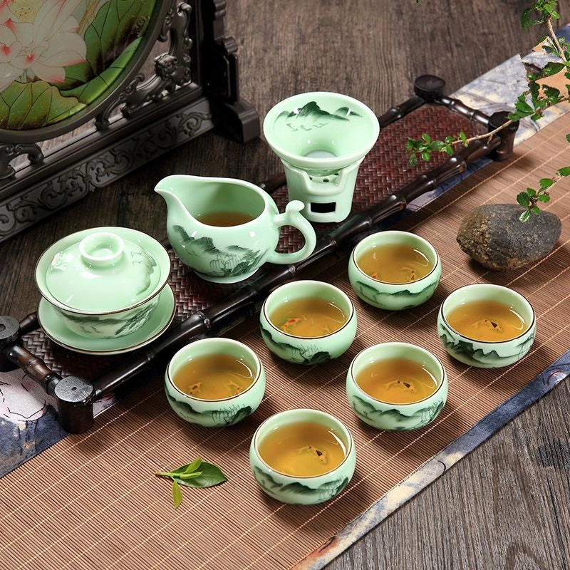 kungfu tea set Chinese porcelain handpainted gaiwan pitcher tea cup bowl tea accessories chadao complete tea sets in China